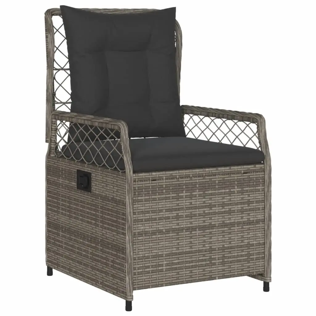 Garden Dining Set Grey 9 Piece Outdoor Furniture with Cushions Tempered Glass