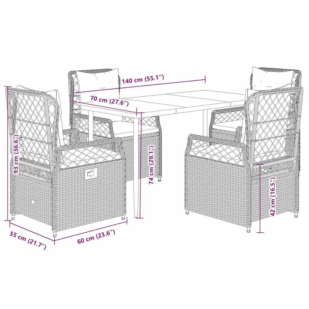 5 Piece Garden Dining Set