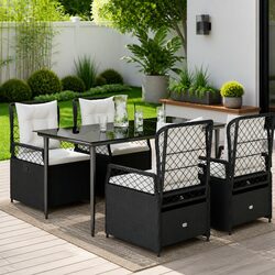 Friendly 5 Piece Black Poly Rattan Dining Set