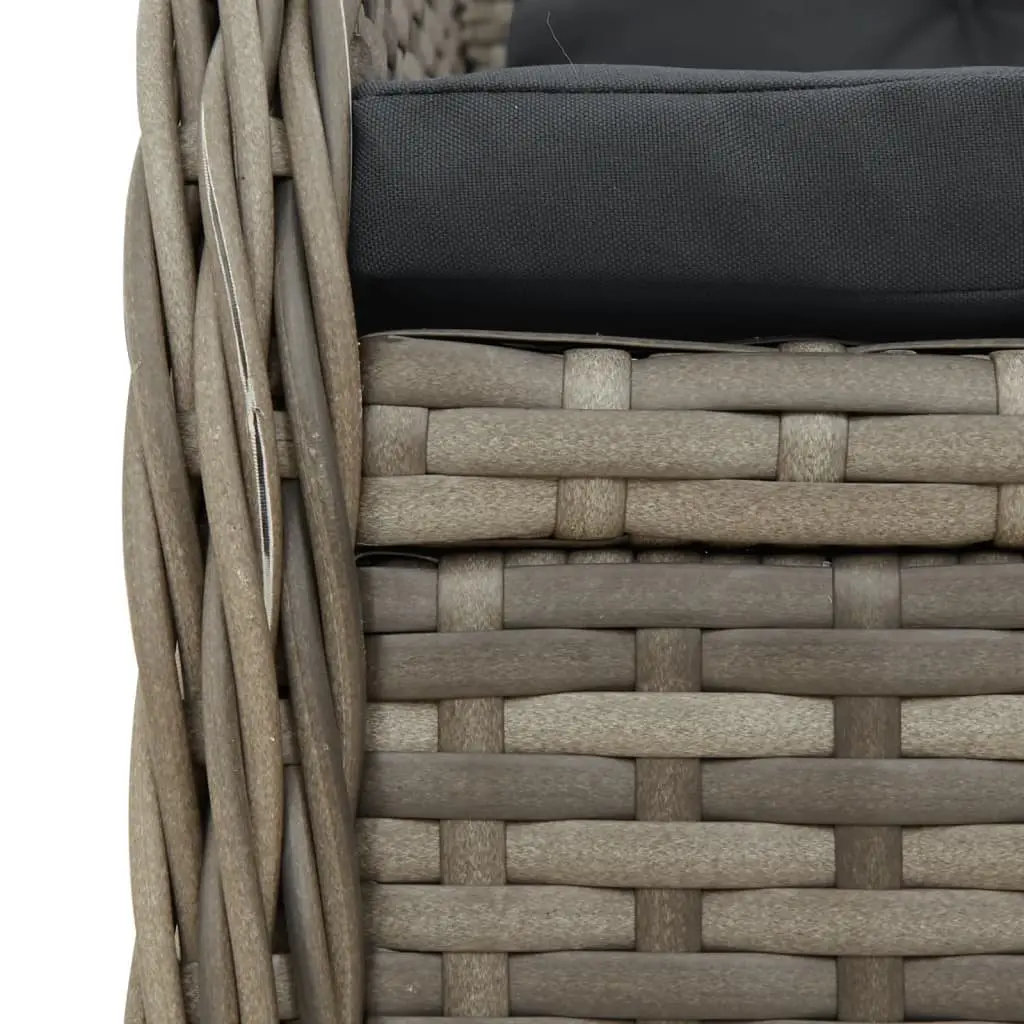 Garden Dining Set Grey Poly Rattan 3 Piece Outdoor Furniture with Cushions
