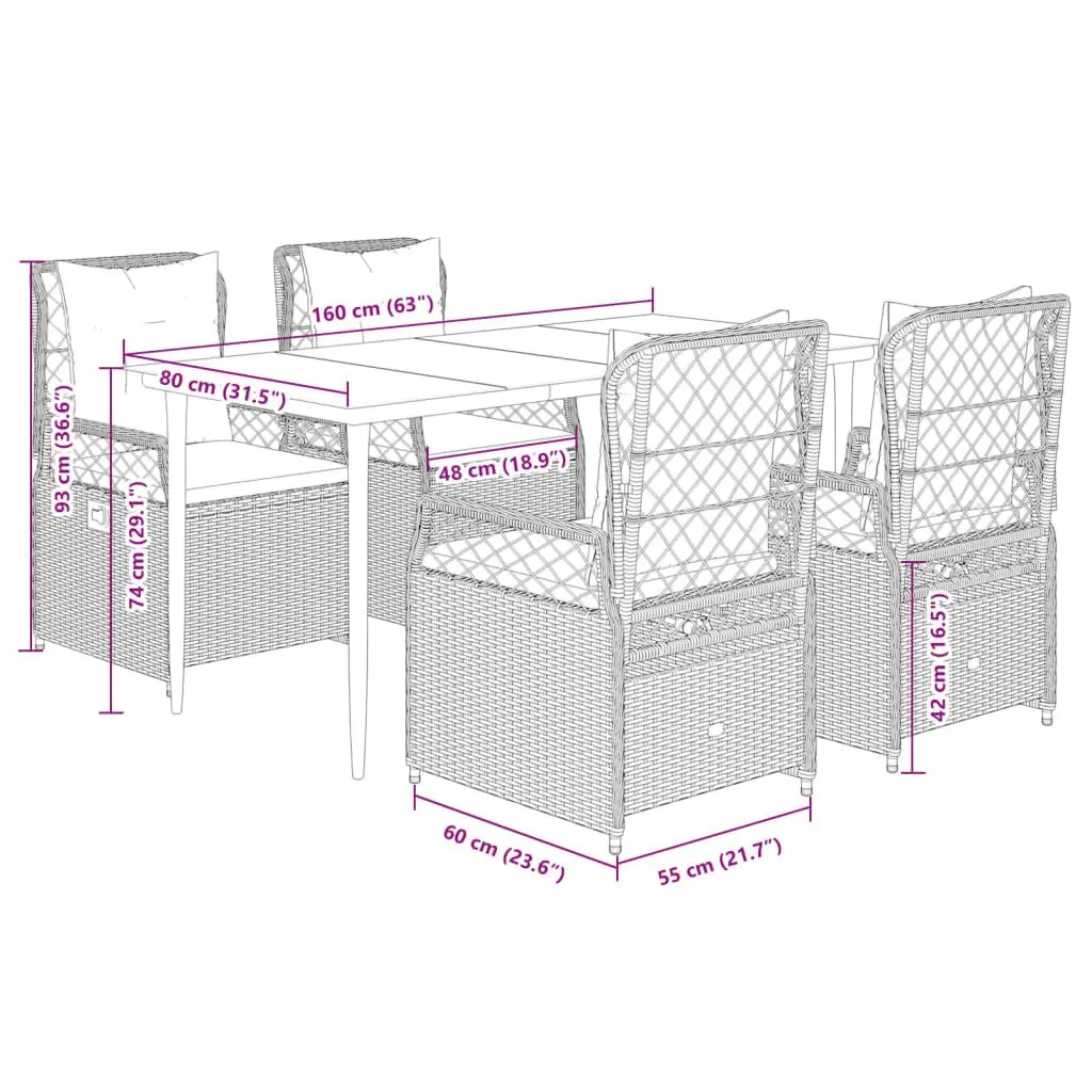5-Piece Dining Set for Outdoor Spaces