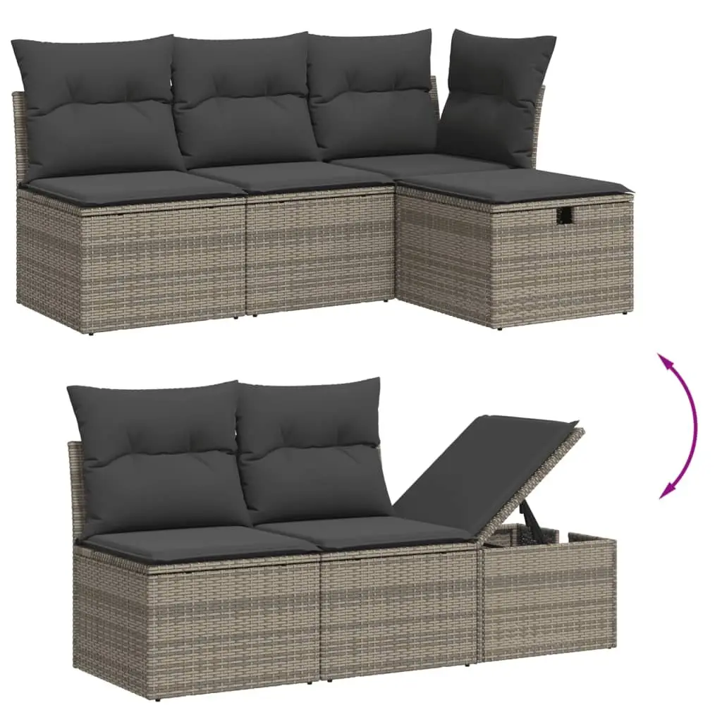 Garden Sofa Set 6 Piece Outdoor Furniture Grey Poly Rattan Patio Lounge Modular