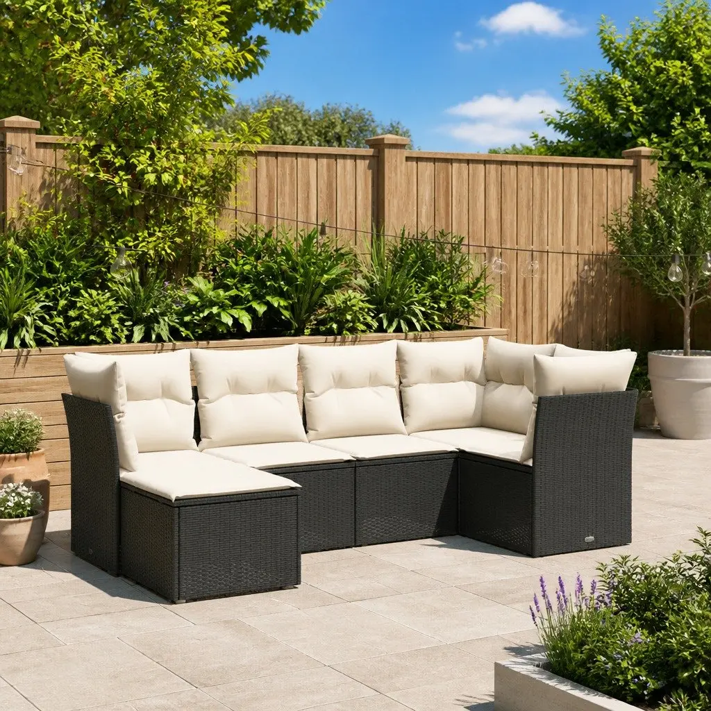 6-Piece Black Garden Sofa Set
