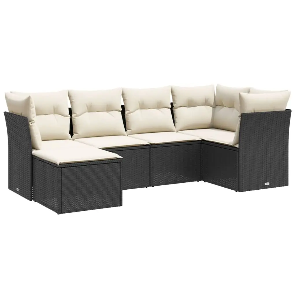 6-Piece Black Garden Sofa Set