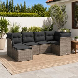 Garden Sofa Set 6 Piece Outdoor Furniture Patio Seating Grey Cushions Modular
