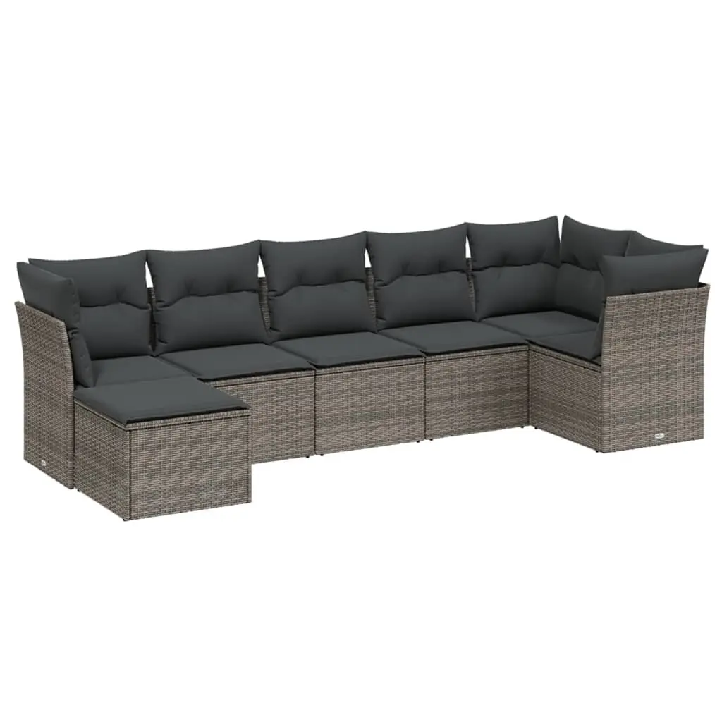 7 Piece Garden Sofa Set Modular Grey Outdoor Furniture with Cushions