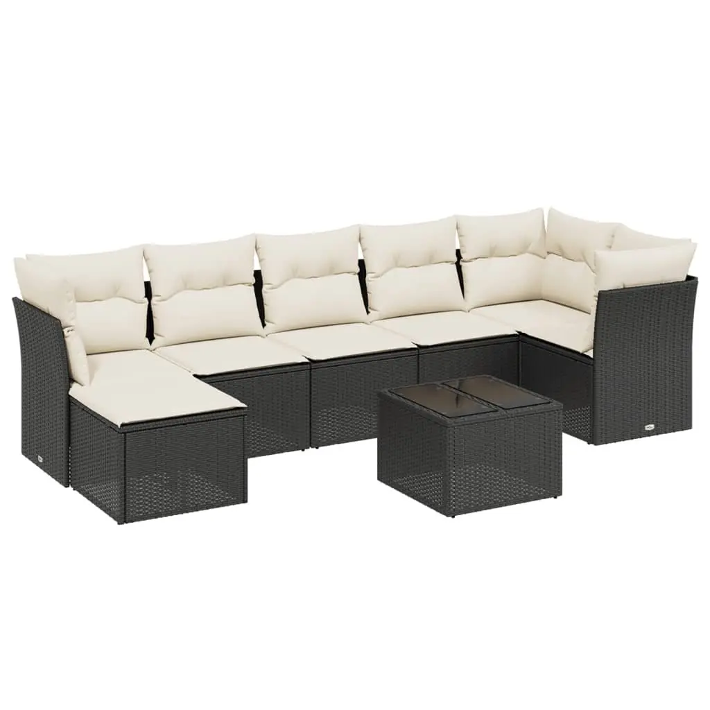 Garden Sofa Set 8 Piece Outdoor Furniture Patio Sectional Black Poly Rattan