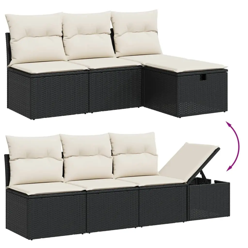 Garden Sofa Set 8 Piece Outdoor Furniture Patio Sectional Black Poly Rattan