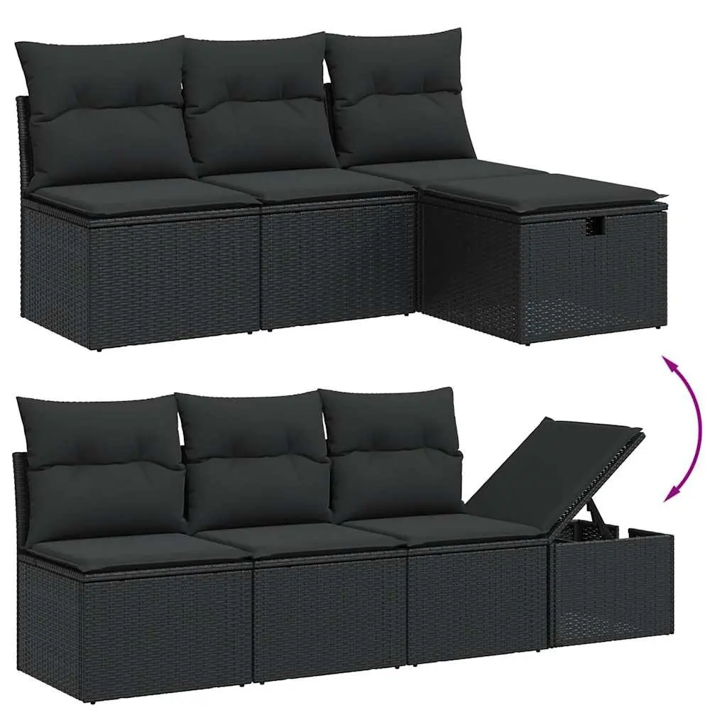 8 Piece Garden Sofa Set Outdoor Patio Furniture Black Rattan Cushions Modular