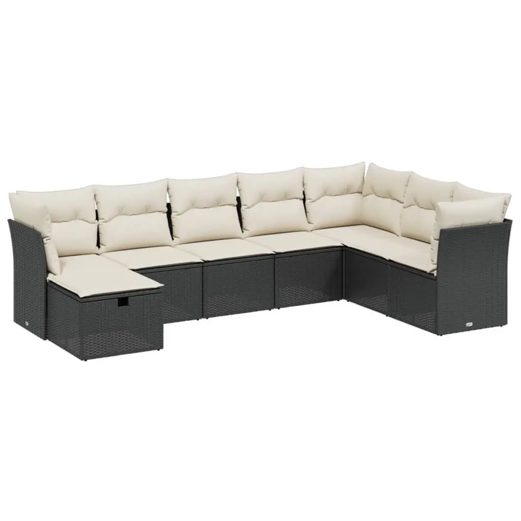 ModularBlackOutdoorSofaSet8PieceDurablePolyRattanPatioFurniture
