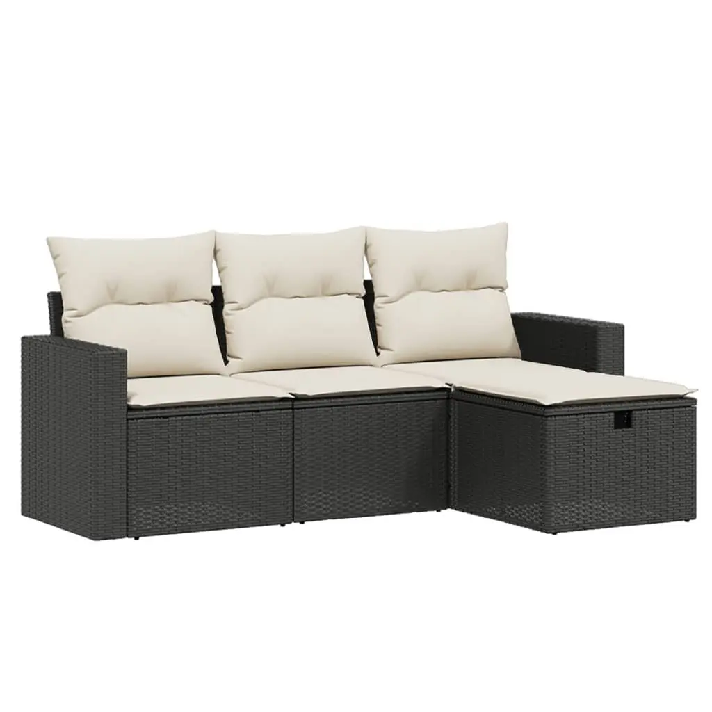 Garden Sofa Set 4 Piece Outdoor Furniture Patio Lounge Black Modular Cushions