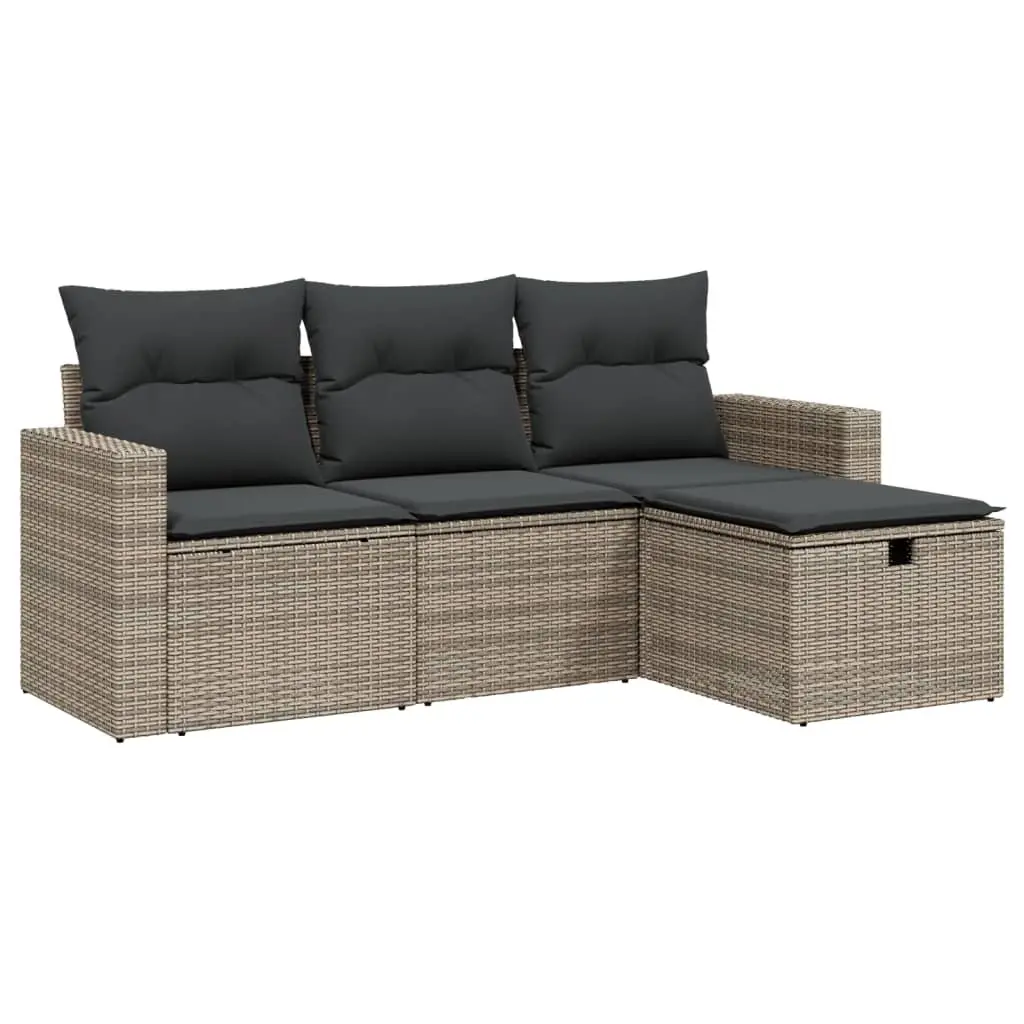 Garden Sofa Set 4 Piece Outdoor Patio Furniture Grey Poly Rattan Modular