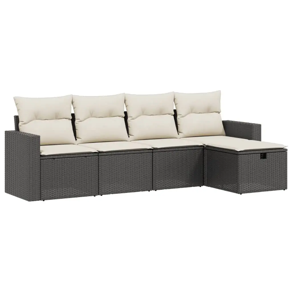Garden Sofa Set 5 Piece Outdoor Furniture Patio Seating Black with Cushions