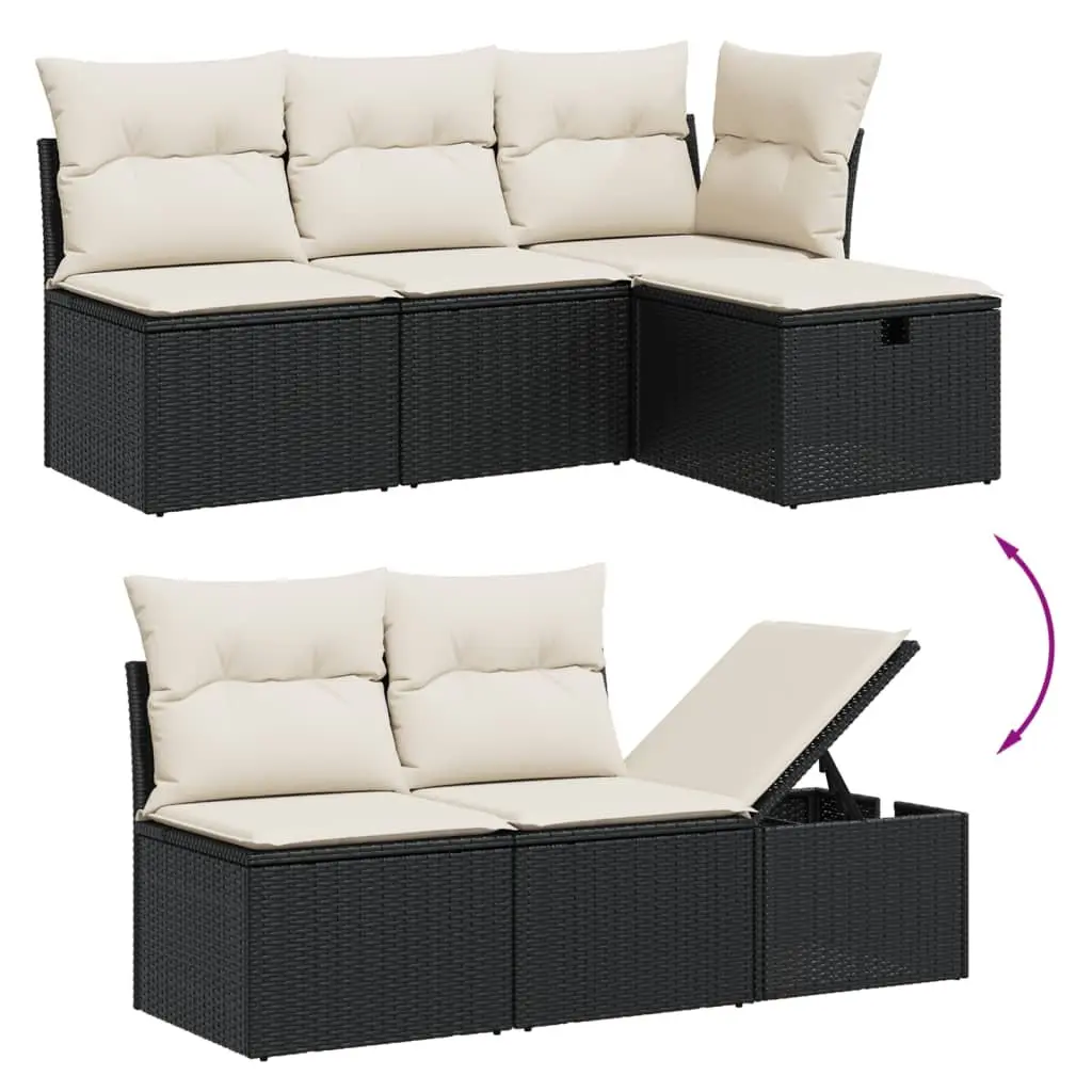 Garden Sofa Set 6 Piece Outdoor Furniture Patio Seating with Cushions Black