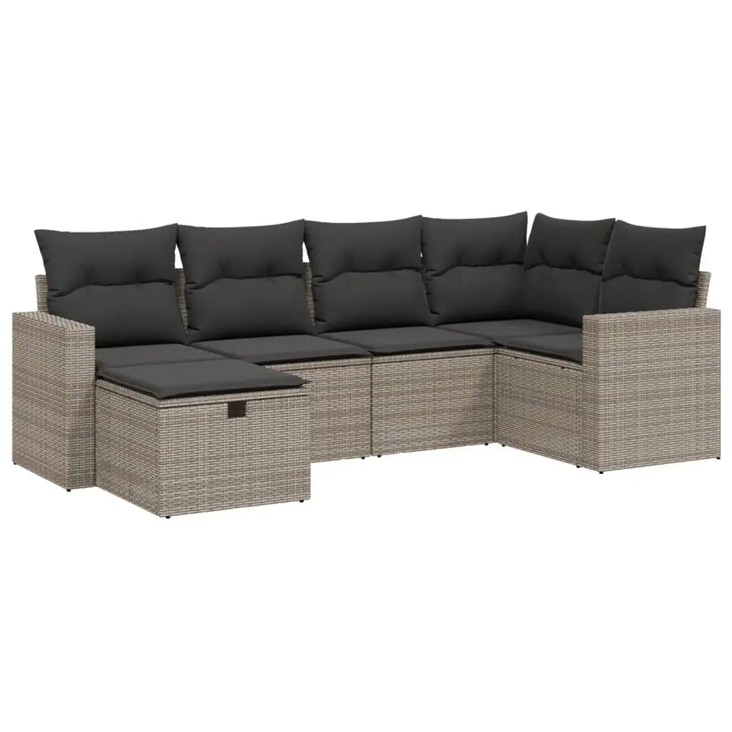 Garden Sofa Set Grey 6 Piece Outdoor Furniture Patio Lounge with Cushions