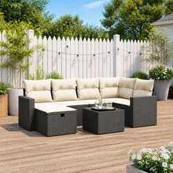 Friendly 7 Piece Garden Sofa Set in Black Rattan
