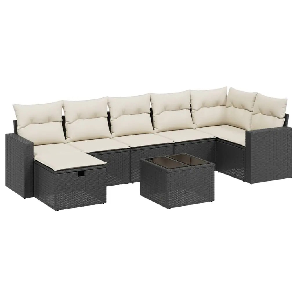 Garden Sofa Set 8 Piece Outdoor Furniture Patio Black Poly Rattan Modular