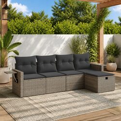 Friendly 5 Piece Outdoor Sofa Set with Grey Cushions