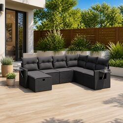 Friendly Black Rattan 7 Piece Sofa Set for Your Garden