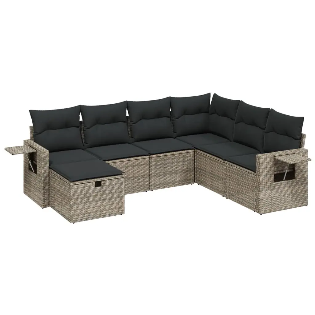 7 Piece Garden Sofa Set with Cushions Grey Outdoor Patio Furniture Modular