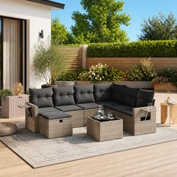 Garden Sofa Set 8 Piece Grey Outdoor Furniture Patio Lounge Sectional with