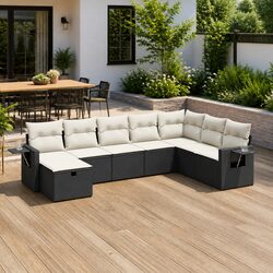 Friendly 8 Piece Black Garden Sofa Set for You