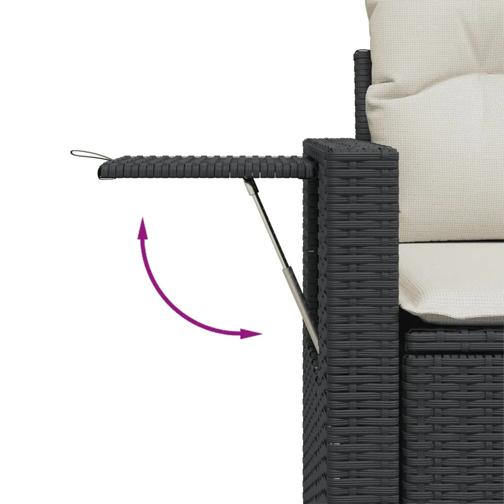 Garden Sofa Set 8 Piece Outdoor Furniture Black Poly Rattan Modular Patio