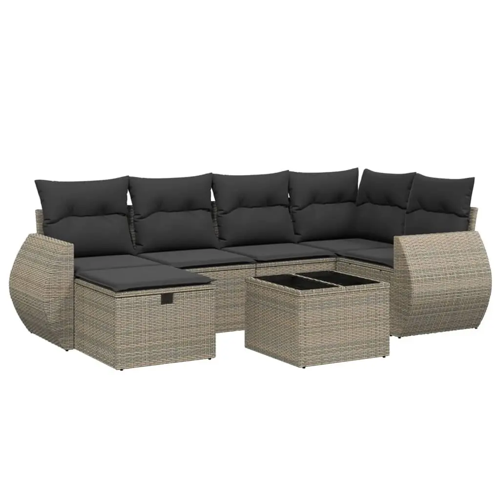 Outdoor Garden Sofa Set 7 Piece Patio Furniture Suite Grey Poly Rattan with