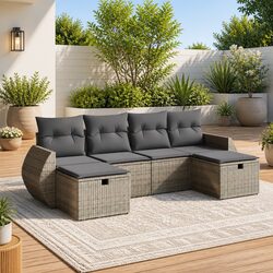 Friendly 6-Piece Outdoor Sofa Set with Grey Cushions