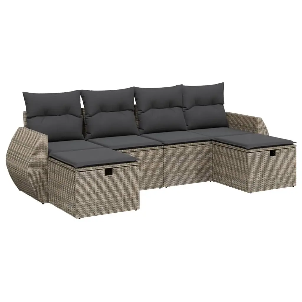 Garden Sofa Set 6 Piece Outdoor Furniture Patio Lounge Grey Cushions Modular