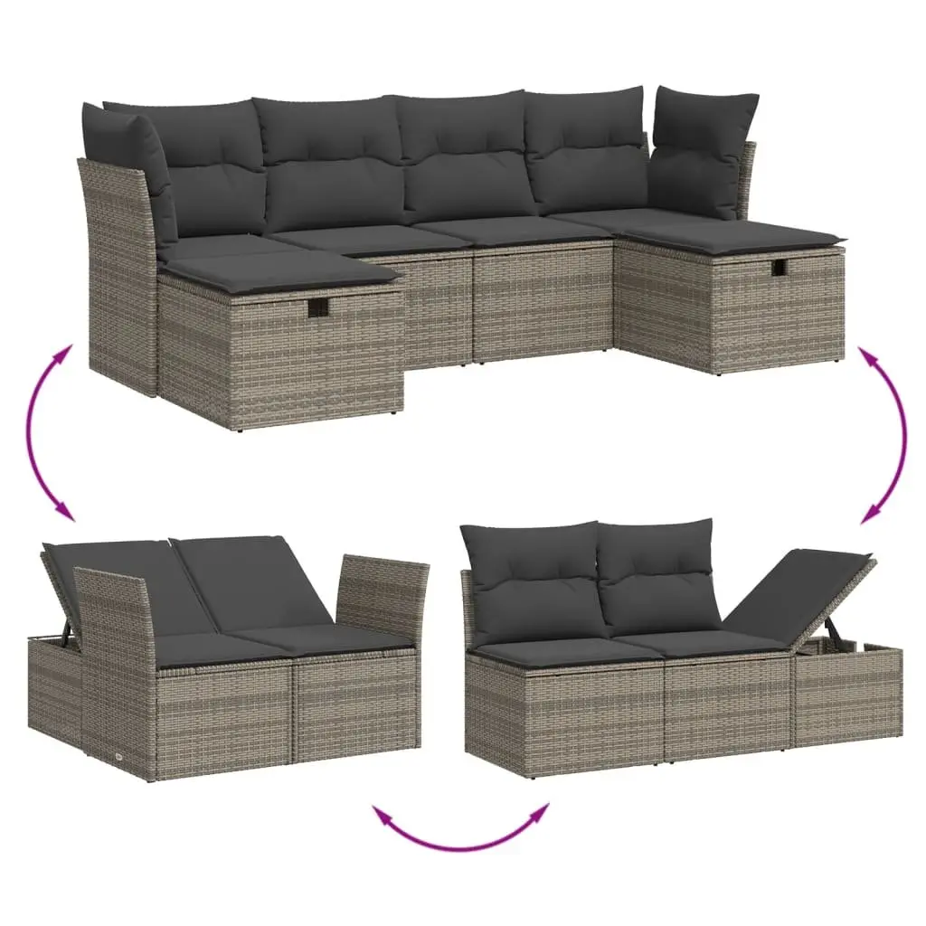 Garden Sofa Set 6 Piece Outdoor Furniture Patio Lounge Grey Cushions Modular