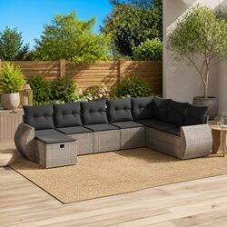 Comfortable 8-Piece Sofa Set with Grey Cushions for Outdoors