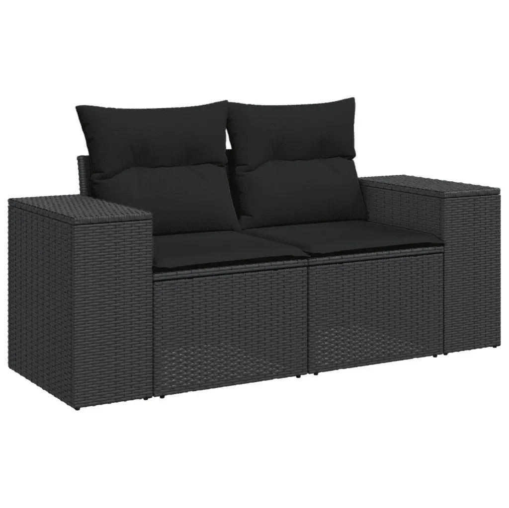 Garden Sofa Set 8 Piece Outdoor Furniture Patio Conversation with Cushions Black