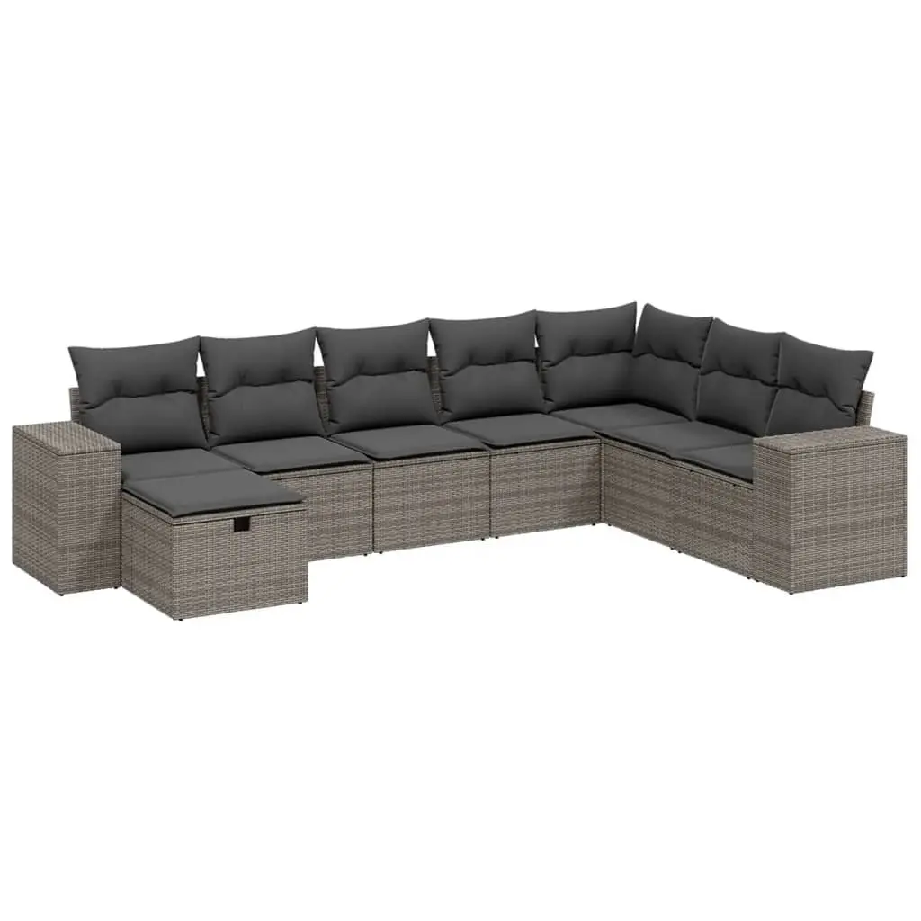 Garden Sofa Set 8 Piece Grey Outdoor Furniture Patio Seating with Cushions