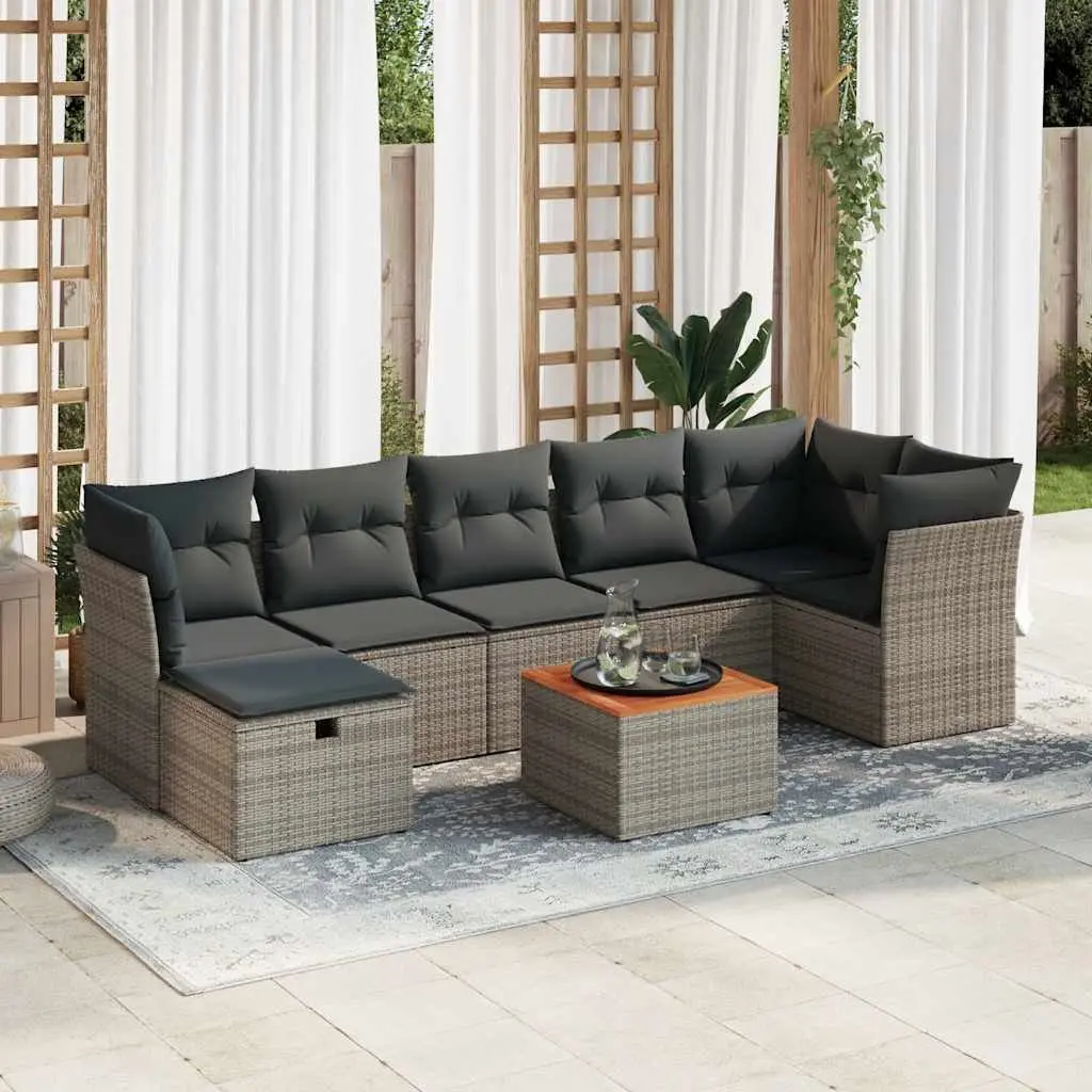 Garden Sofa Set 8 Piece Outdoor Furniture Grey Poly Rattan Patio Lounge Chair