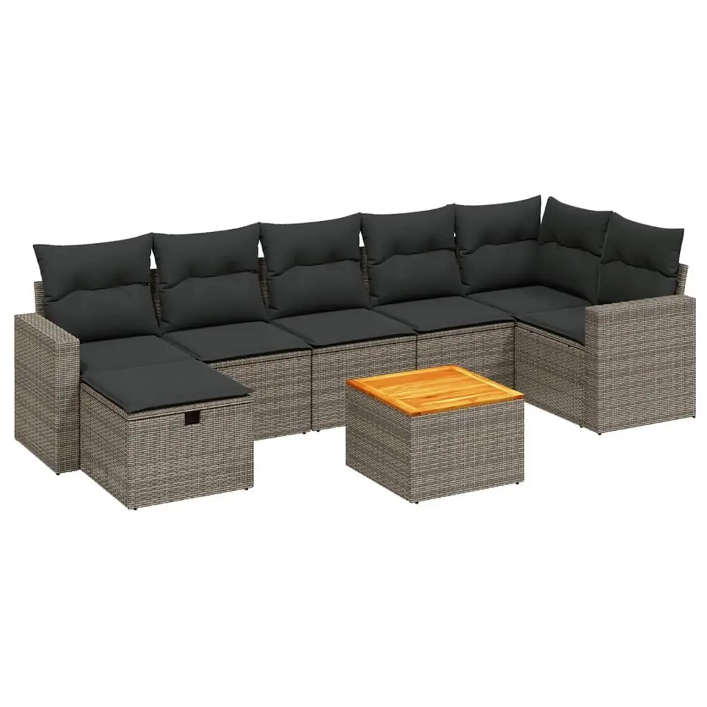 Garden Sofa Set 8 Piece Outdoor Patio Furniture Grey Poly Rattan Modular Lounge