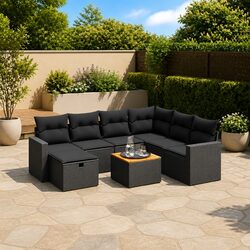 Friendly Black Modular 8-Piece Outdoor Sofa Set