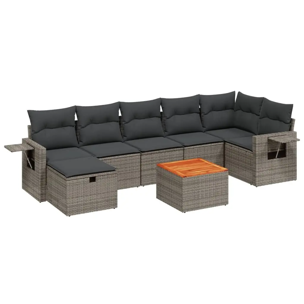 8 Piece Garden Sofa Set Grey Poly Rattan Outdoor Furniture Patio Seating with