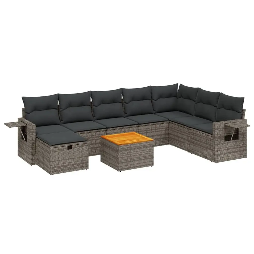 Garden Sofa Set 9 Piece Outdoor Furniture with Cushions Grey Patio Seating