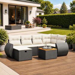Friendly 7 Piece Garden Sofa Set to Enjoy Outdoors