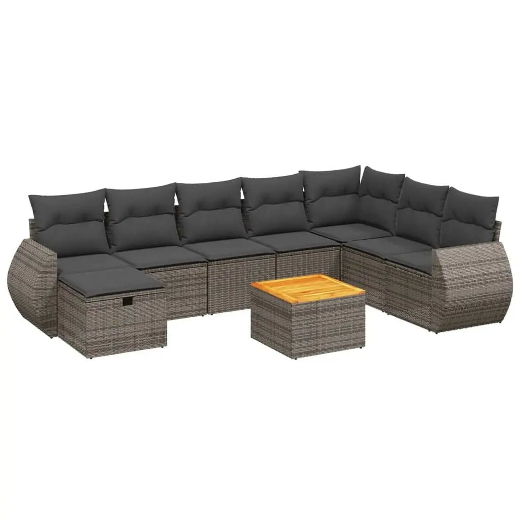Garden Sofa Set 9 Piece Outdoor Furniture Patio Lounge Grey Poly Rattan Modular