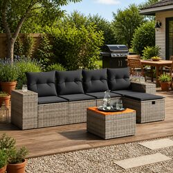 Create a Cozy Outdoor Retreat with This 6-Piece Sofa Set