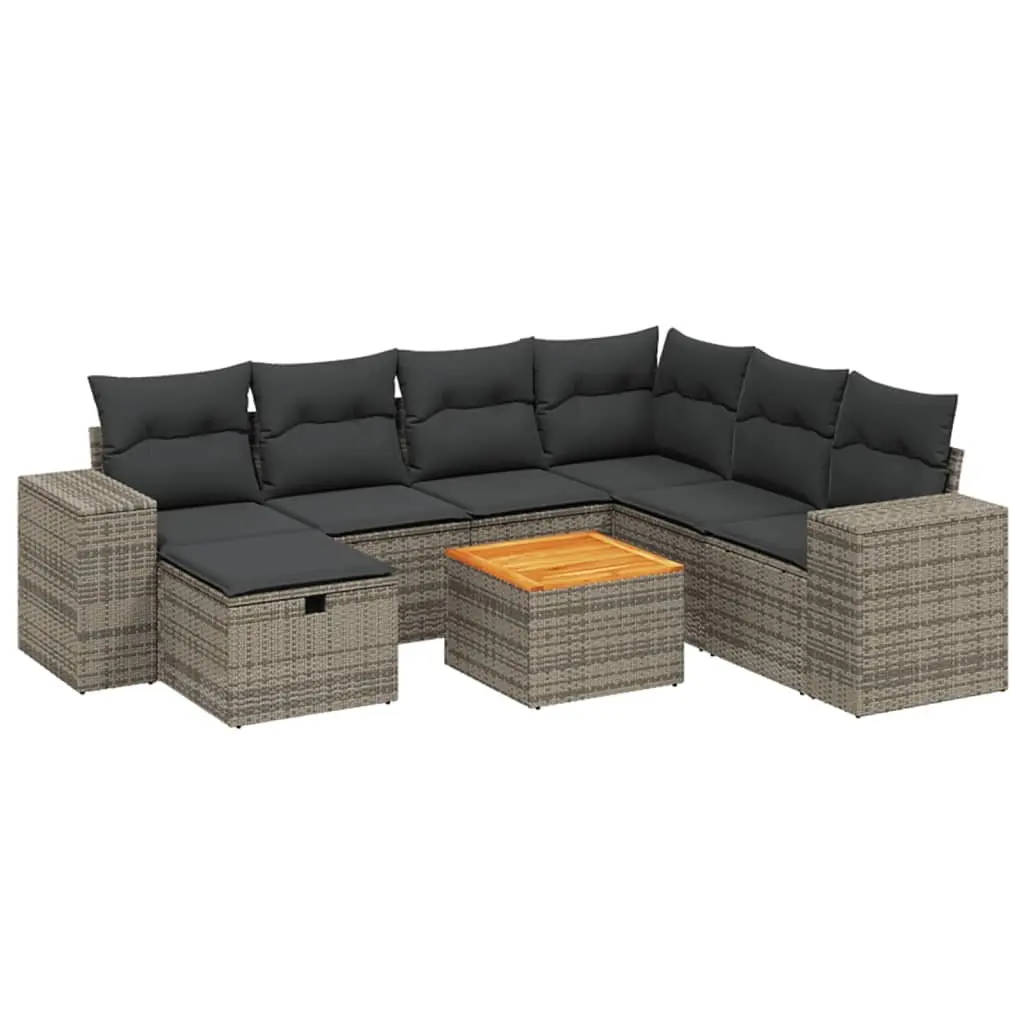Garden Sofa Set Modular 8 Piece Outdoor Furniture Grey Poly Rattan Patio Seating