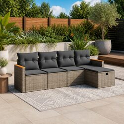 Garden Sofa Set 5 Piece Outdoor Furniture Patio Sectional Cushions Grey