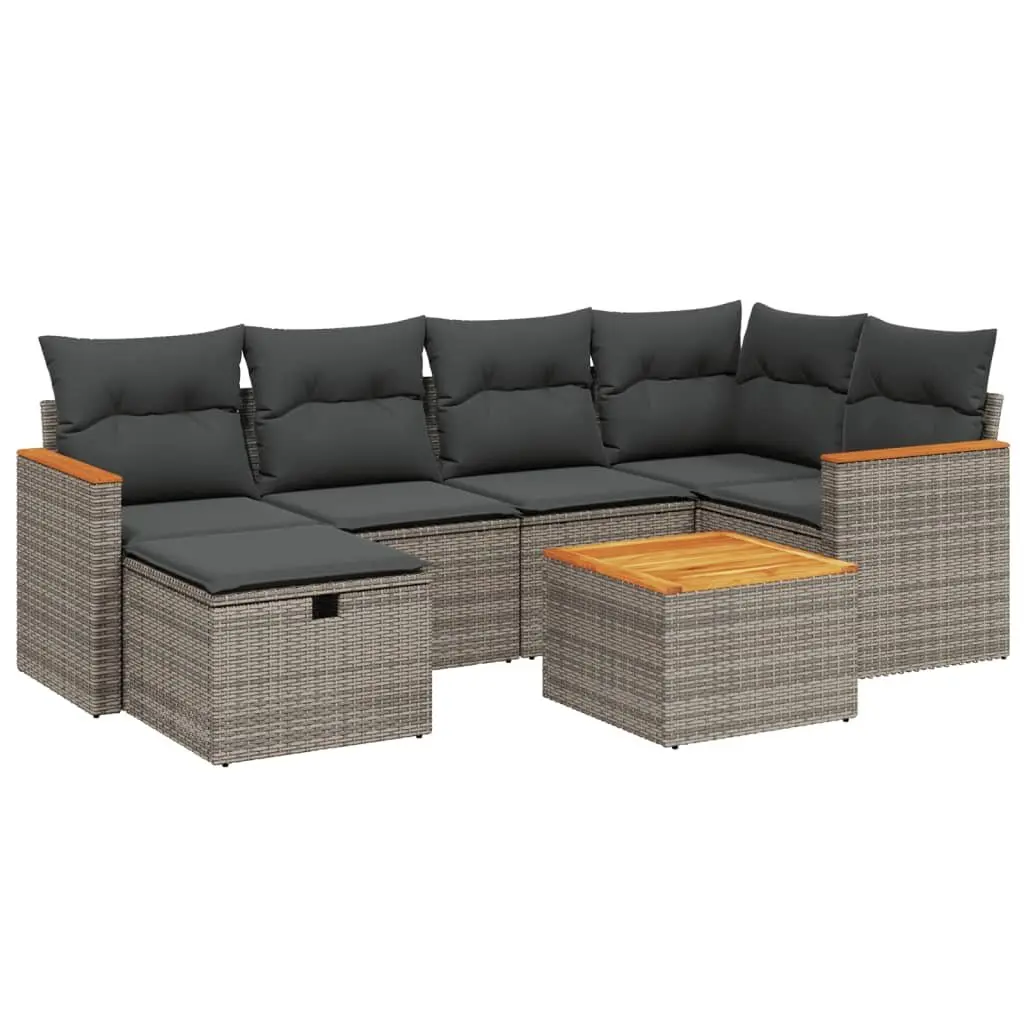 Garden Sofa Set 7 Piece Outdoor Furniture Patio Grey Poly Rattan Modular Lounge