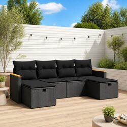 Friendly Black Modular Sofa Set 6 Piece for Outdoors