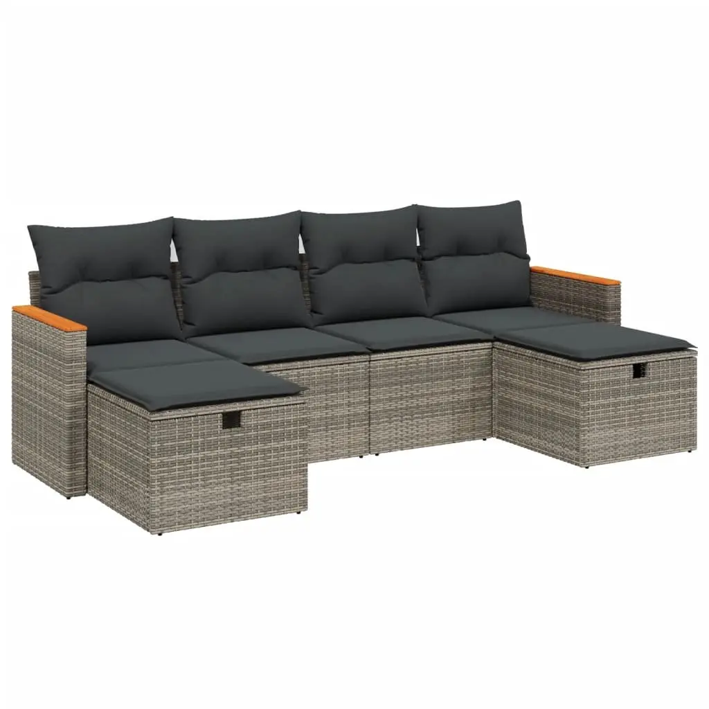 Garden Sofa Set 6 Piece Outdoor Furniture Patio Seating Grey with Cushions