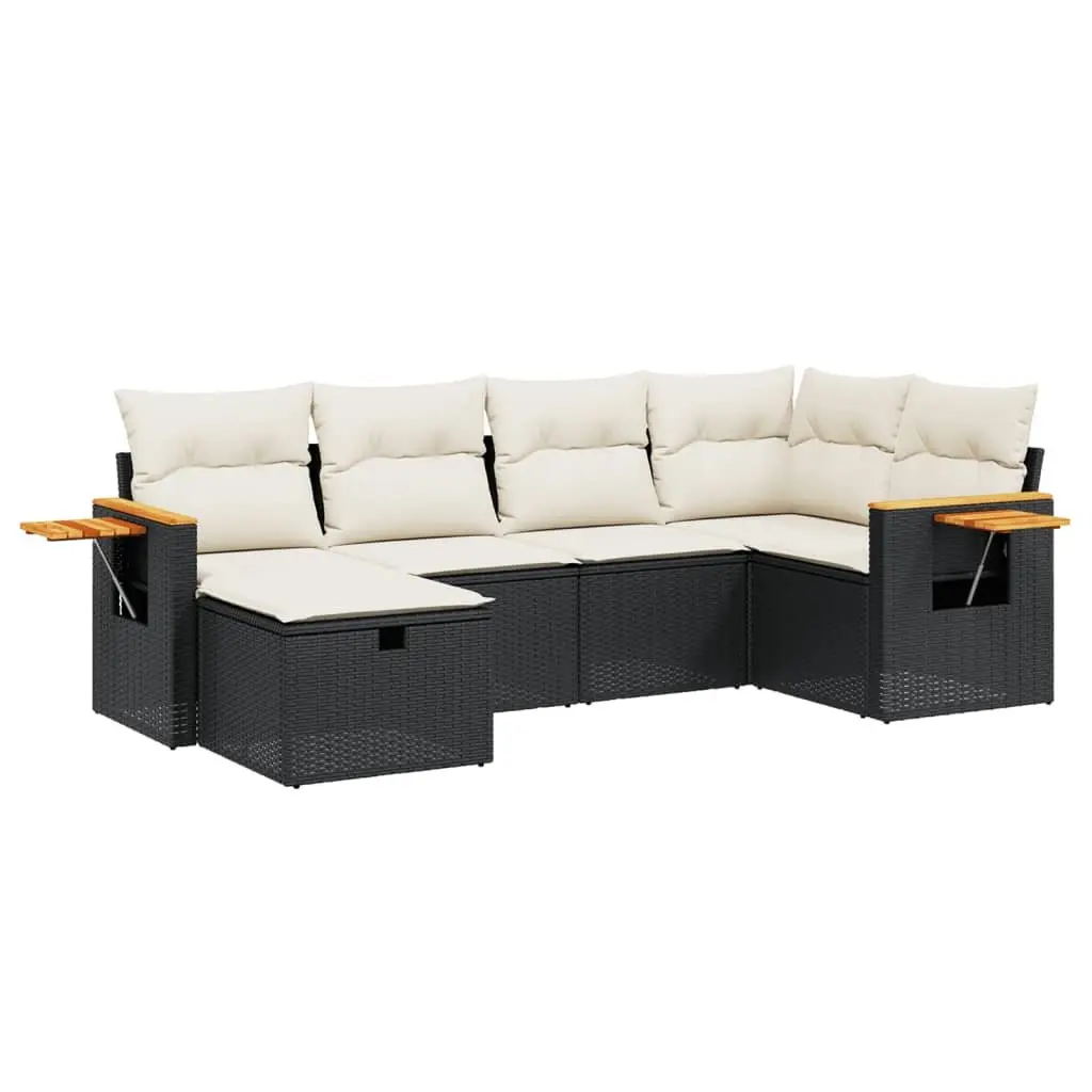 Garden Sofa Set 6 Piece Outdoor Furniture Patio Seating with Cushions Black