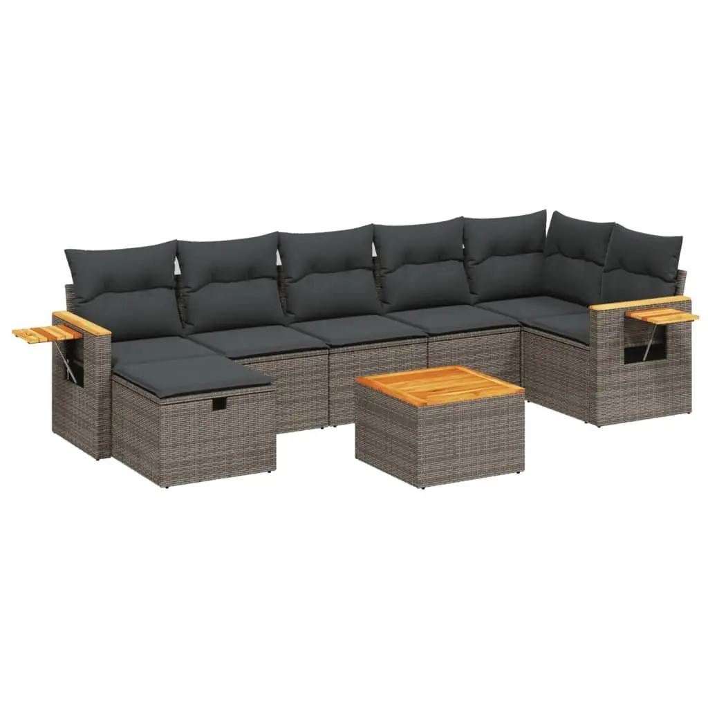 Garden Sofa Set 8 Piece Outdoor Furniture Grey Poly Rattan Patio Lounge with