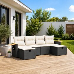 Friendly 6-Piece Garden Sofa Set in Black with Cushions